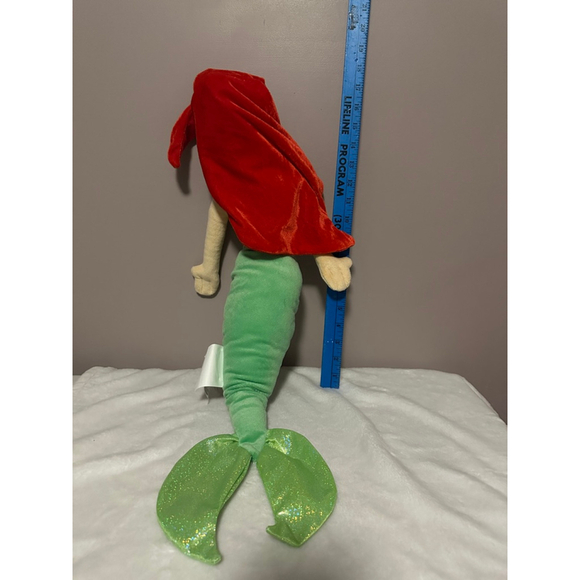 Disney Princess Ariel Little Mermaid Plush Doll 20" Red Hair Green Tail Jay - Picture 2 of 5